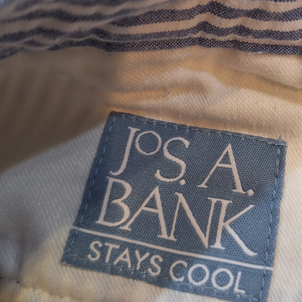 Jos. A. Bank Shorts Mens 40 Blue Seersucker Pleated Cotton Stays Cool Preppy - Picture 2 of 8